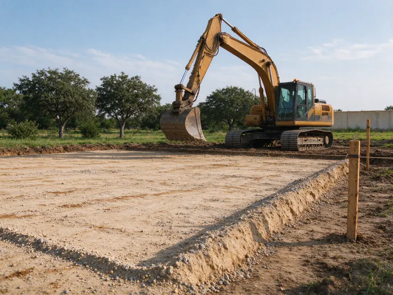 Building pad elevation reference in Frisco, Texas