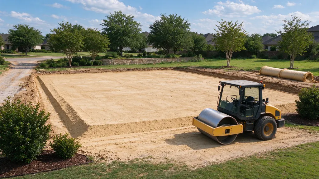 Building pad prepared for the next trade in Frisco, Texas