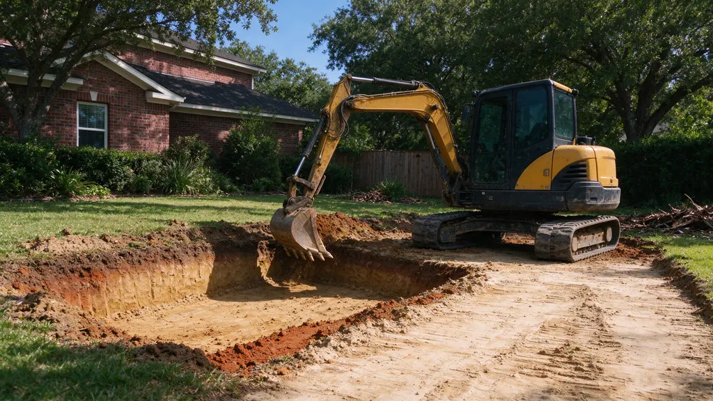Excavation and prepared work area in Allen, Texas
