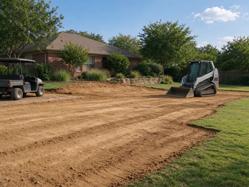 Finished grading before landscaping in Frisco, Texas