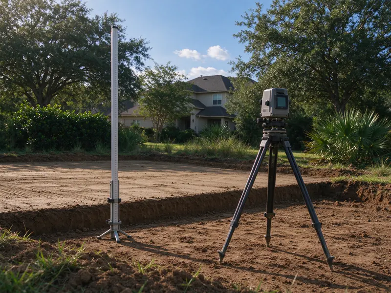 Grade reference instrument on firm ground in Frisco, Texas