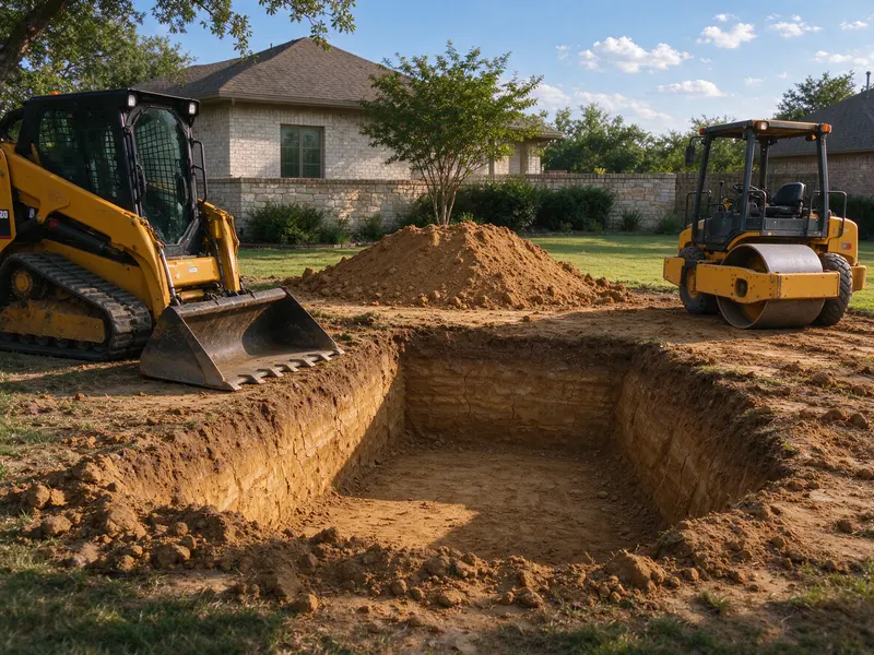 Loose backfill material beside an open excavation