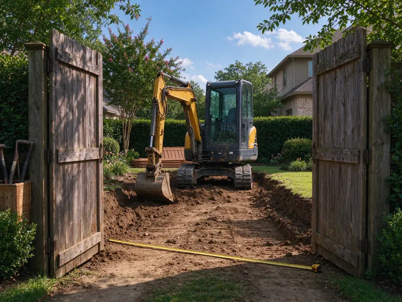 Measured open gate equipment access in Frisco, Texas