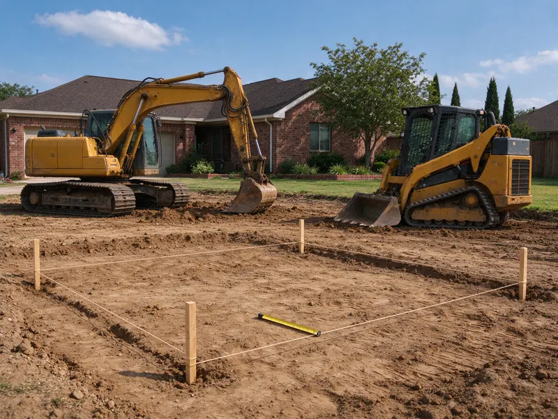 Residential excavation layout before digging in Frisco, Texas