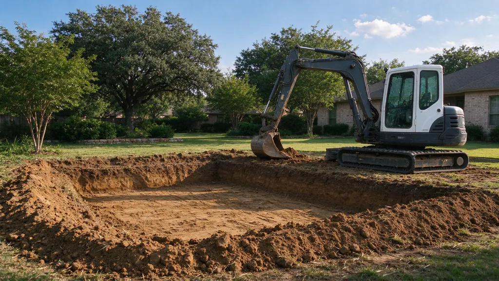 Shallow foundation footprint excavation in Frisco, Texas