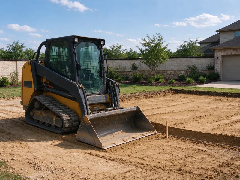 Spreading equipment beside fresh fill in Frisco, Texas