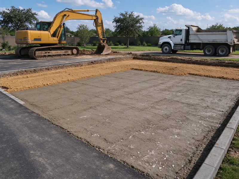 Thin fill lift across a building pad in Frisco, Texas
